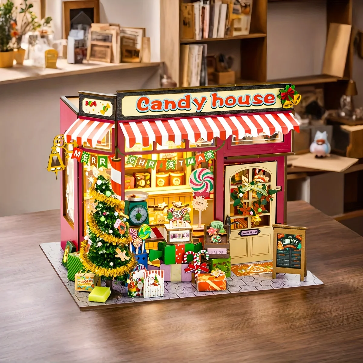 

Assemble model candy house mini doll house kit DIY handmade toy set, bedroom decoration, birthday Christmas gift