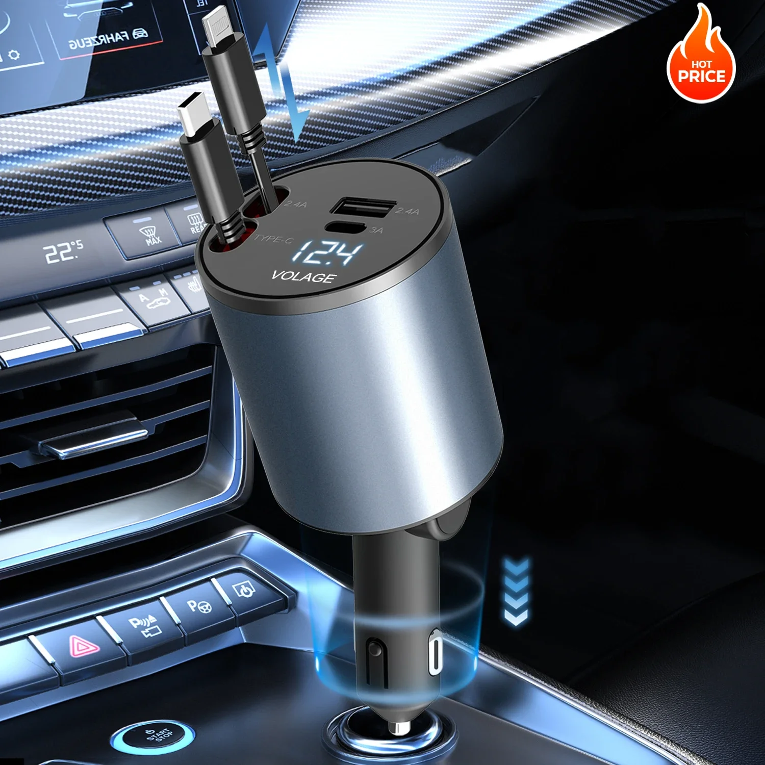 2024 Upgraded 120W Phone Charger, Dual USB Ports, Compatible with iPhone & Android, Safe and Convenient Car Accessory