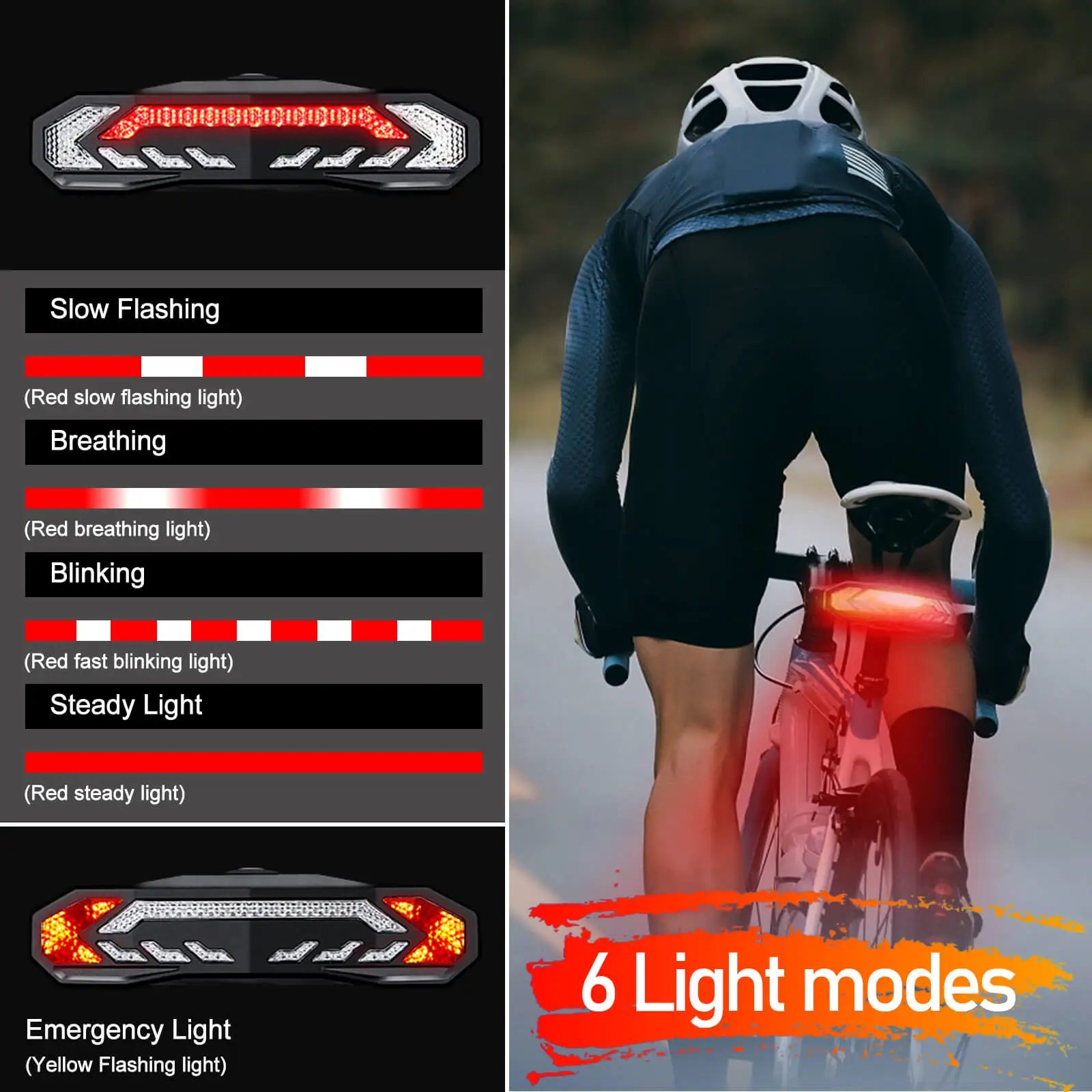 Imagem -02 - Bicicleta Inteligente Alarme Taillight com Controle Remoto Anti-roubo Vibração Alarme Impermeável Bicicleta Lâmpada Indução Automática