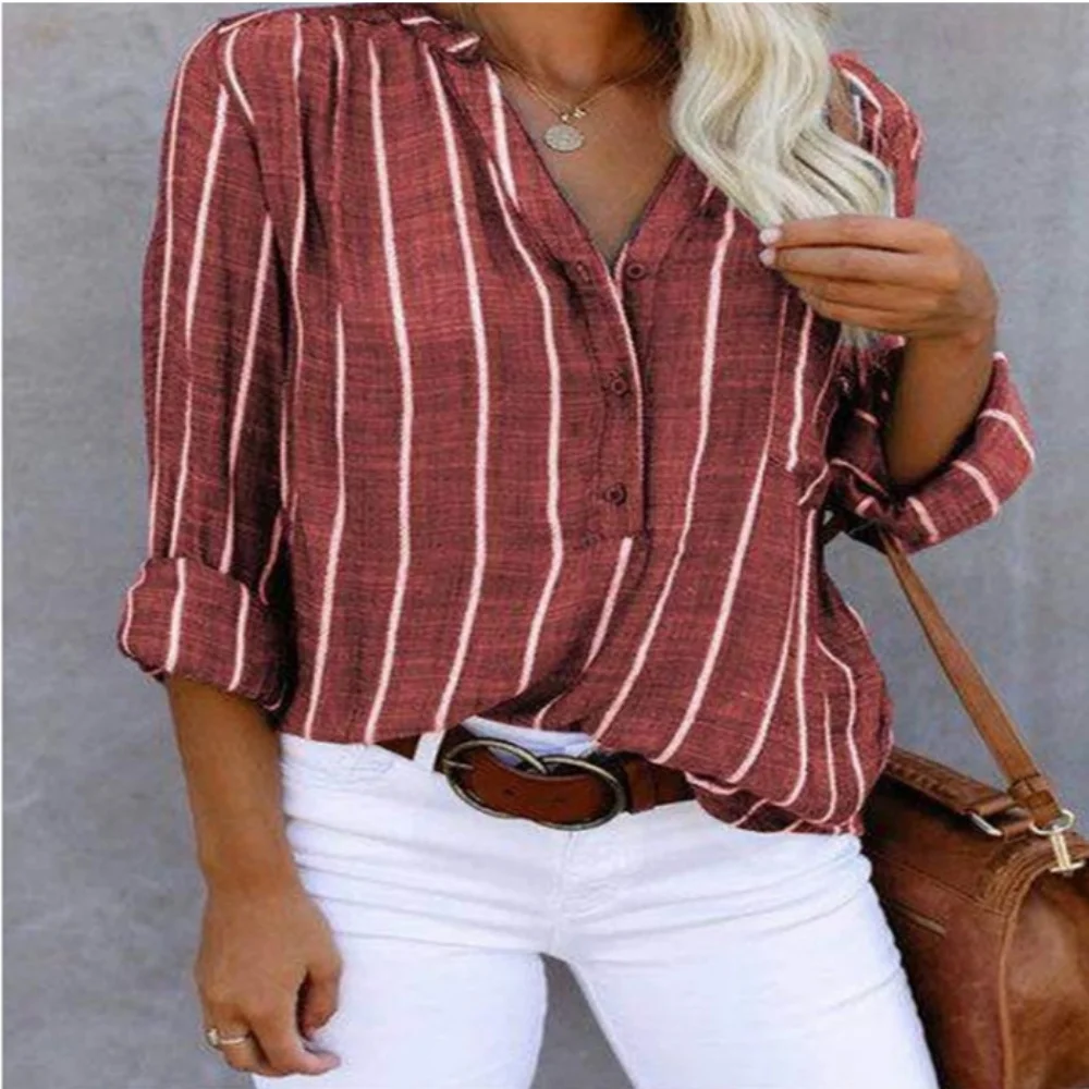 2024 New Women\'s Blouse Fashion Stripe Shirt Top Blusas Mujeres Verano Топы Blouses For Women Fashion Кроп Топ Женский