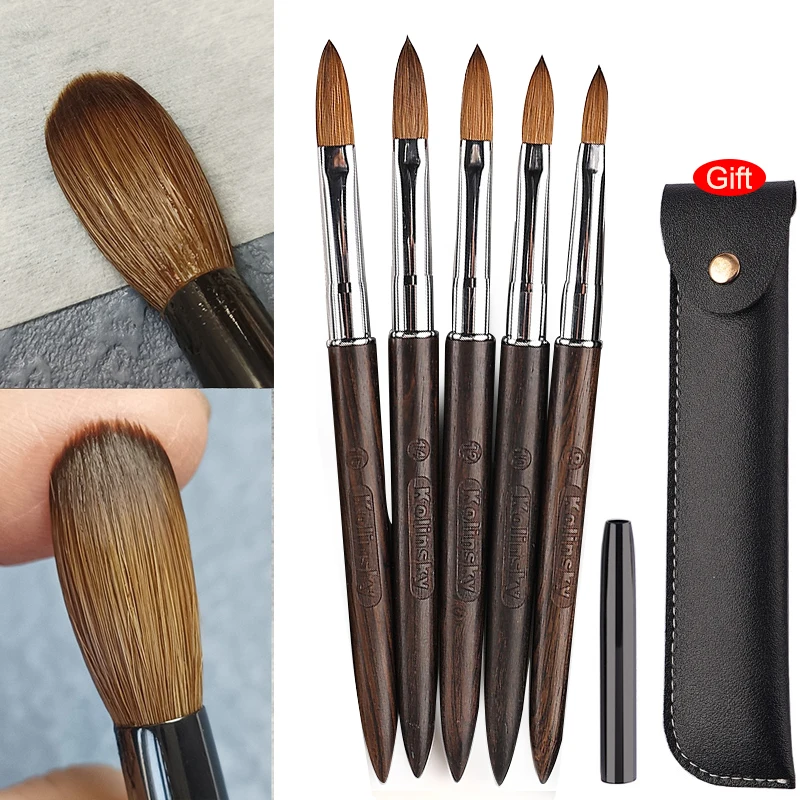 

Kolinsky Acrylic Nail Art Brush #4#6#8#10 Sandalwood Handle Brush Pen UV Gel Carving Pen Liquid Powder Nail Art Drawing Tool