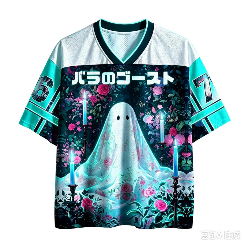 Hip-hop Ghost Rose Garden Pattern 3DPrint Sport Quickdry Breath Men V-neckT-shirt Outdoor Street Casual Fashion Parent-Child Top