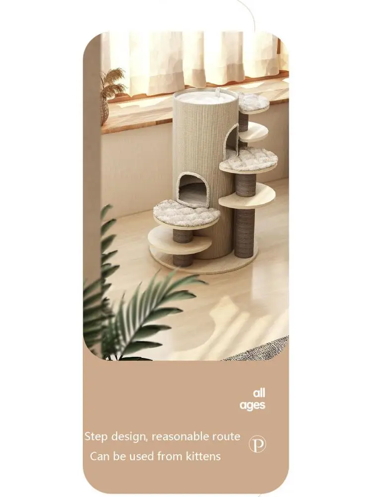 Cat ClimFrame Castle Series, Cat Tree and Solid Wood, Large Cat House, Luxury Paradise Space Capsule