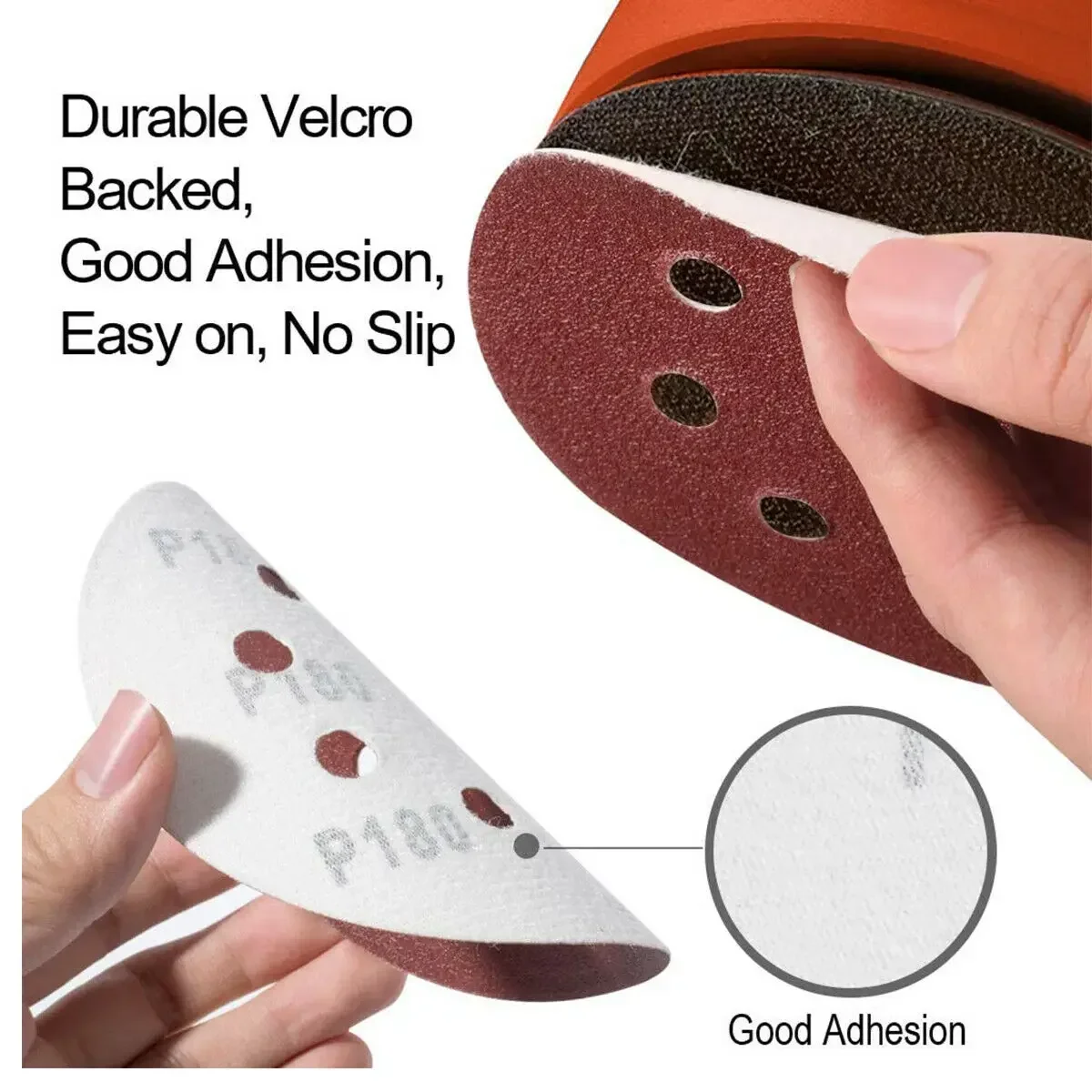 High Quality 5-Inch 125mm 8-Holes 6/7/9inch Red Aluminum Oxide Hook And Loop PSA Sanding Discs For Random Orbital Sander Polish