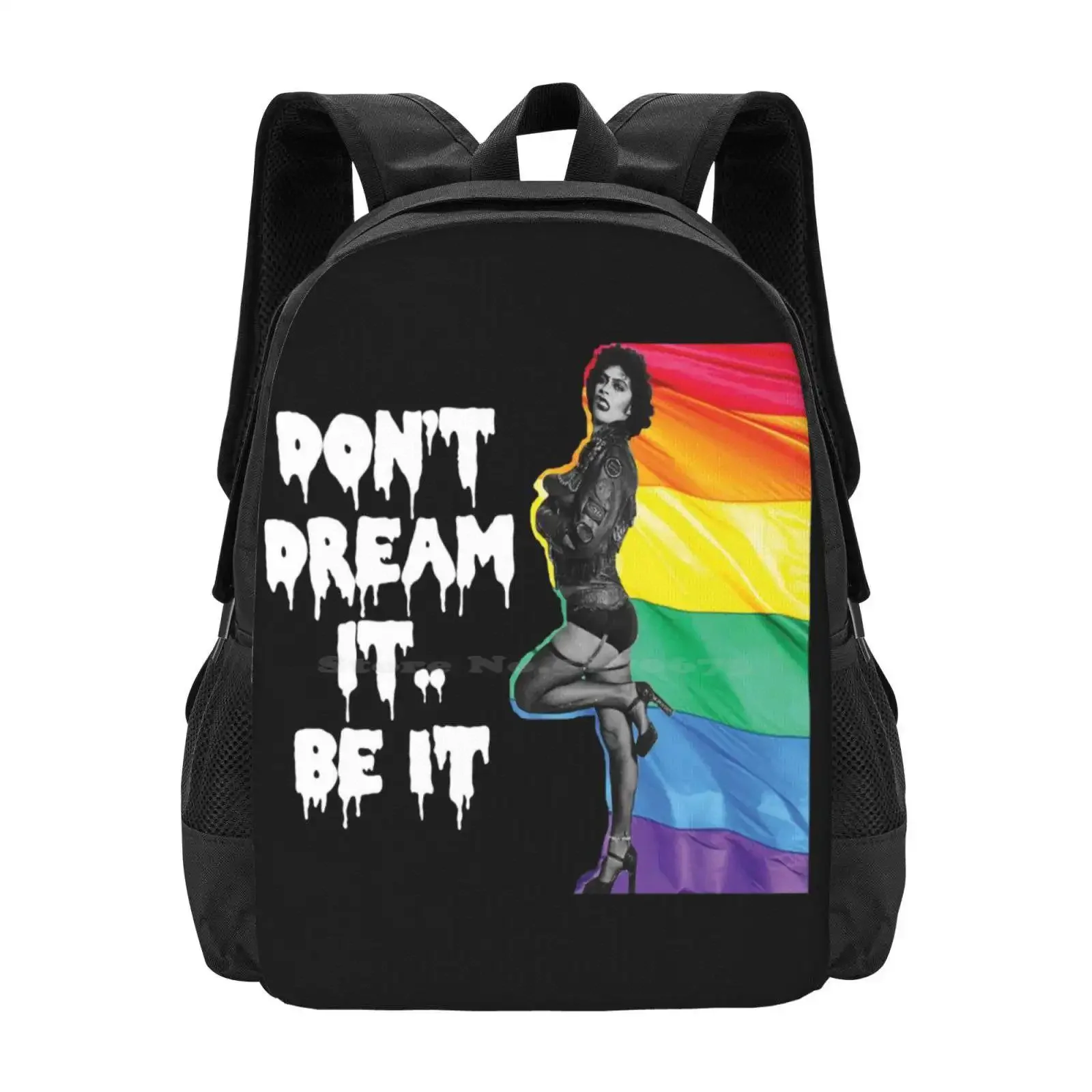 Frank N Furter Don't Dream It Be It Lgbtq + Pride رائجة البيع حقيبة مدرسية على ظهره حقائب أنيقة روكي رعب عرض الصور فرانك ن #1