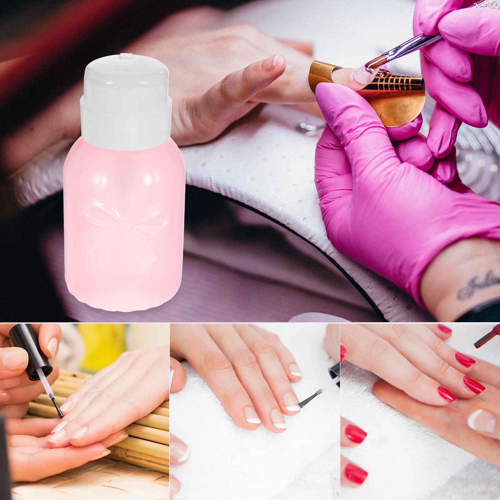 2Pcs 250ml Nail Polish Remover Pump Dispenser Press Liquid Storage Container Chic Bathroom Counter Travel Bottles