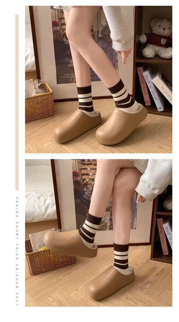 Damen Eva Wasserdichte Winter-Hausschuhe, Bequeme Fleece-gefütterte Outdoor- und Indoor-Baumwollschuhe, Weiche Plüsch-Antirutsch-Warmes Schuhwerk – Detail 2
