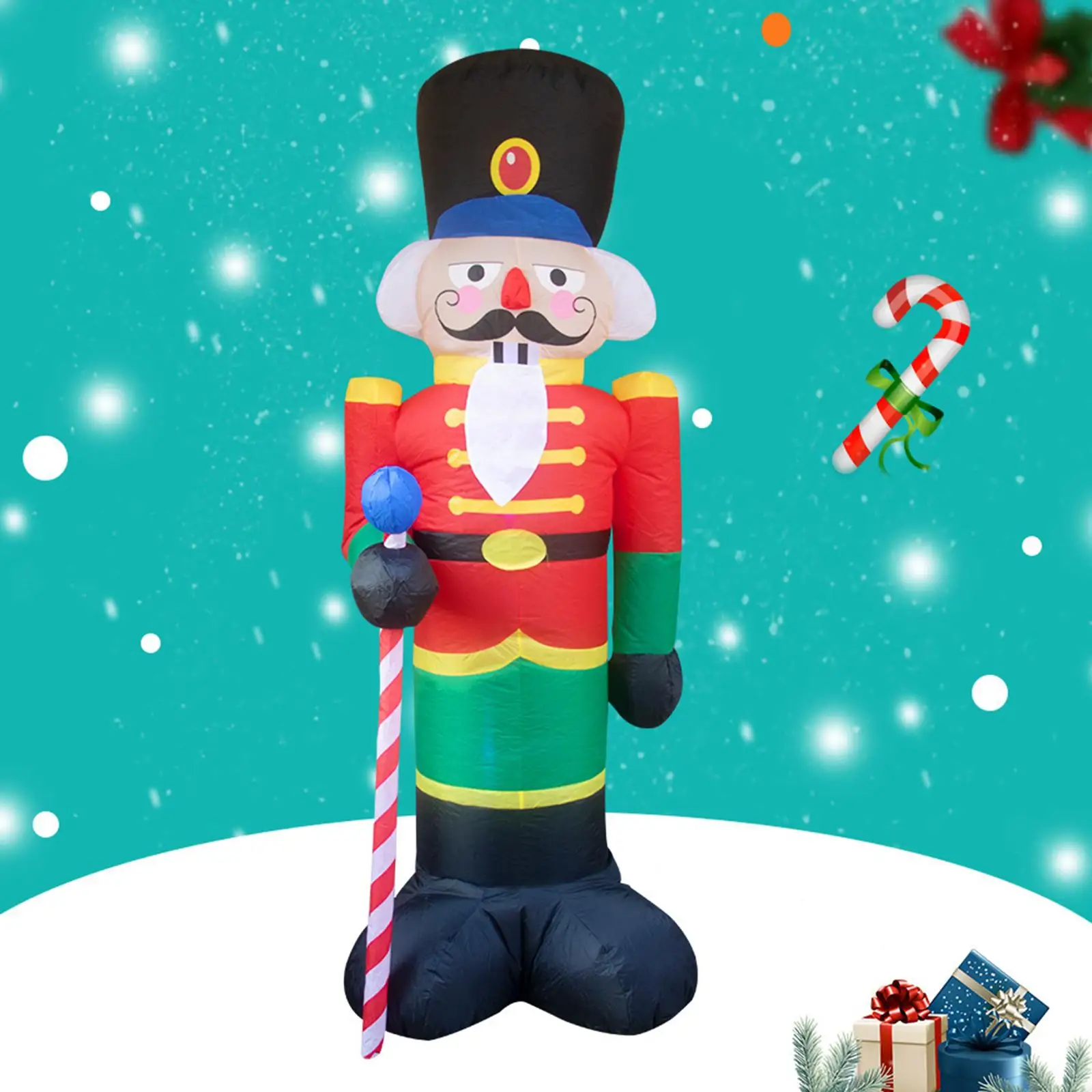 8 ft Nutcracker Christmas Inflatable, Christmas Party Decoration, Upgraded with Lights Inflatable Soldier for Outdoor Indoor