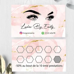 Custom Loyalty Cards with Logo Lash Extensions instruction cards Aftercare Card Design Eyelashes Discount Code business cards