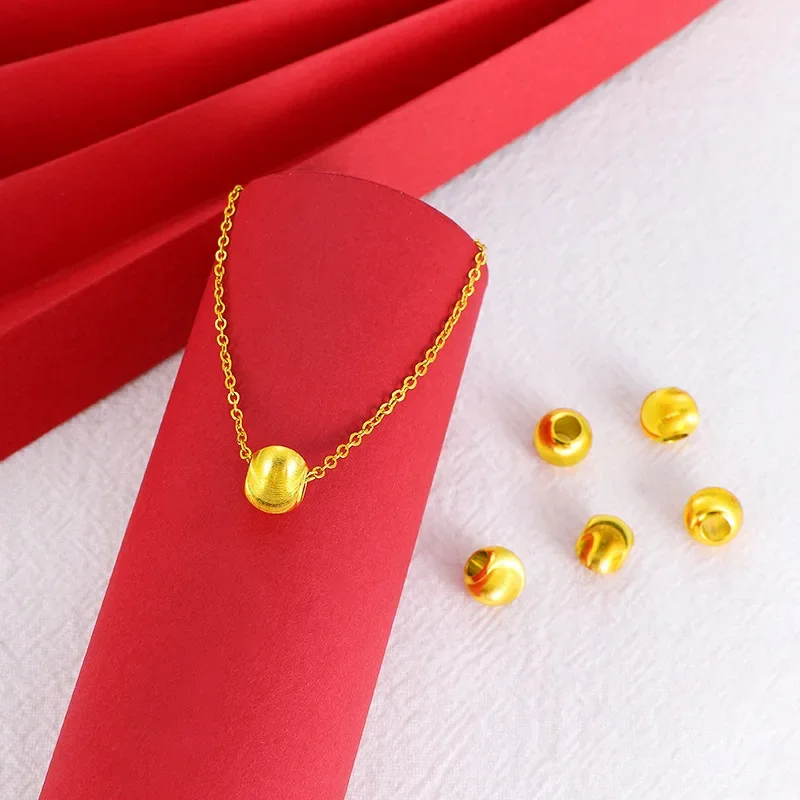 

24k Pure Yellow Gold Color Cat Eye Gold Beads Pendant Necklace for Women Chain Wedding Fine Jewelry Gifts Ree Shopping Not Fade