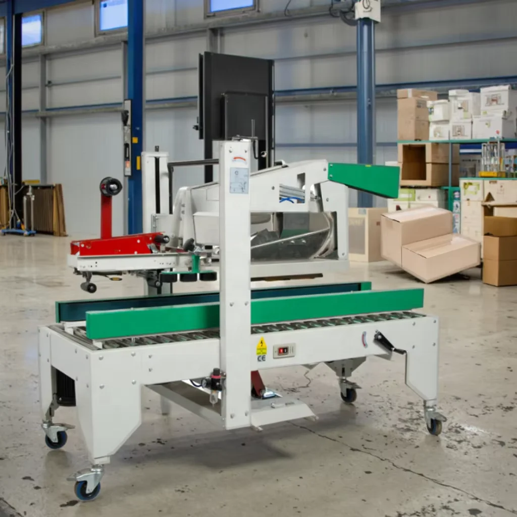 Easy-to-Operate Automatic Case Box Carton Sealer Belt Drive Taping Machine Upper Flaps Closing for Chemical Commodity