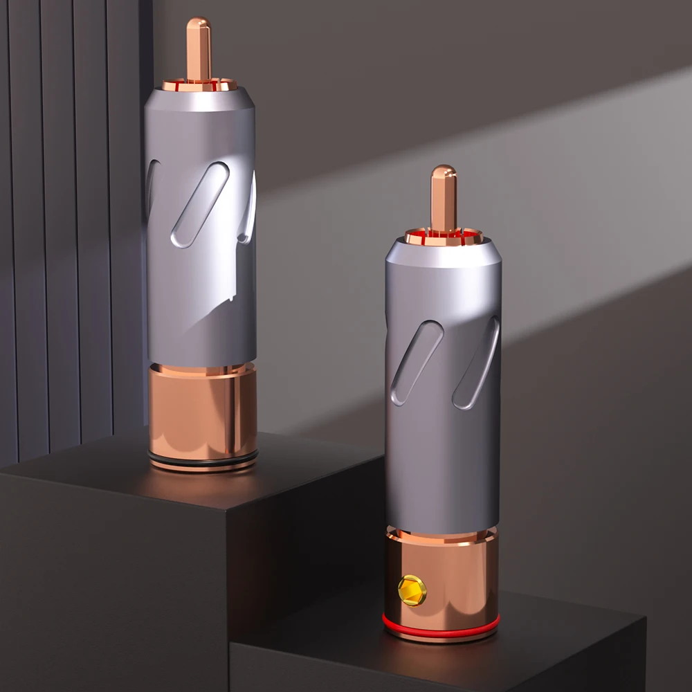 Monosaudio RCA-Stecker aus reinem Kupfer, vergoldet/rhodiniert, RCA-Stecker, Lautsprecherklemme für Audio-Lautsprecher-Signalkabel – Detail 5