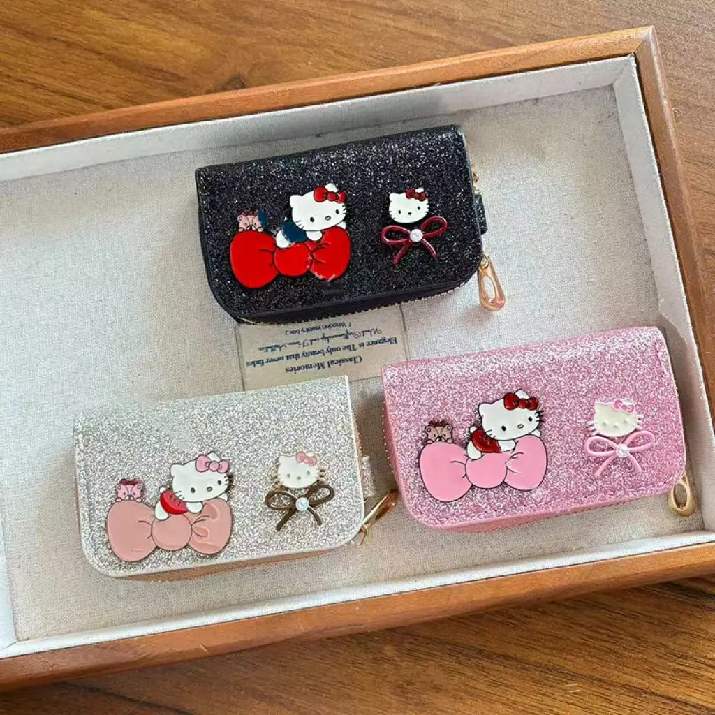 

Anime Shiny Hello Kitty Cartoon Cute Car Key Pouch Sweet Teenage Girl Style Storage Versatile Viral Coin Purse Sanrio Cute 2026