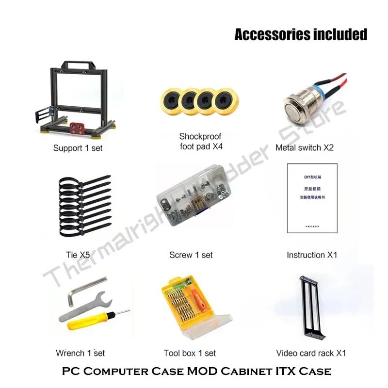 Desktops PC Cabinet Frame Mini ITX Computer Case Vertical Support ITX/MATX/ATX Mobo 120/240/360 Water Cooling Optional