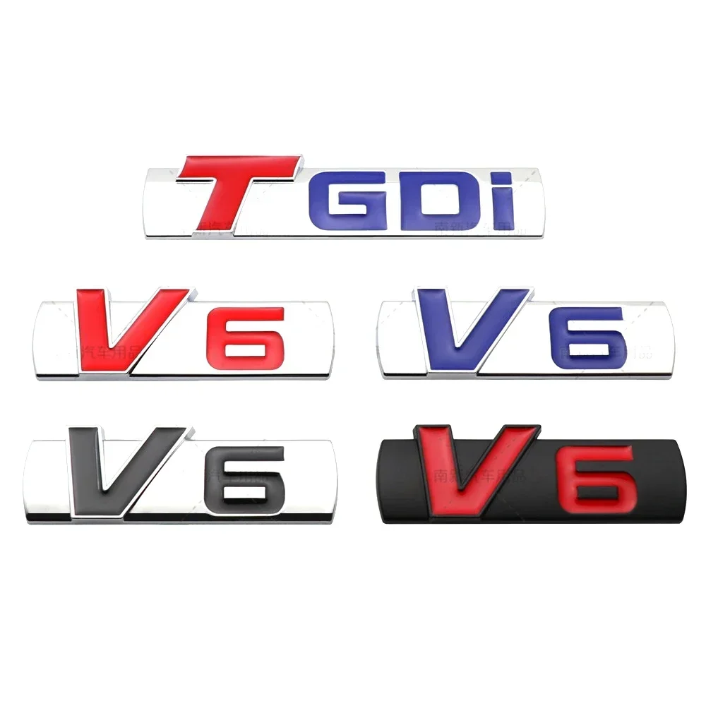 Metal Car Body TGDI V6 Sticker Trunk Emblem Badge for Geely MK Tugella Panda CK Coolray Emgrand EC7 X7 Binray EV7 EV8 GE EX7