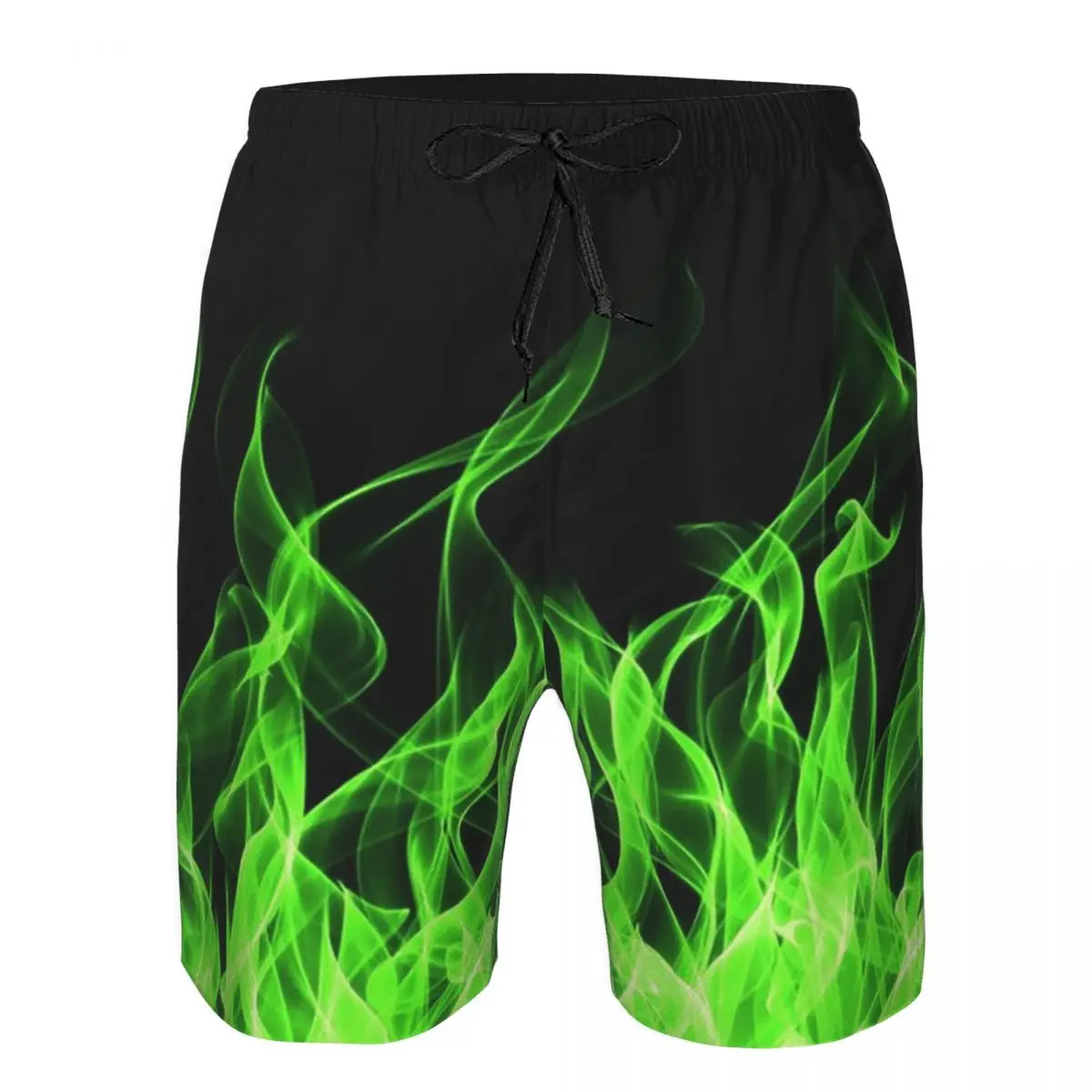 Lime Green Flame Black Trunks Beach Board Shorts Casual Quick Dry Swimming Summer Men Pants