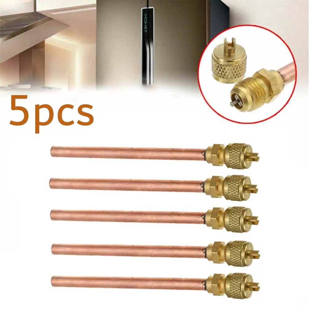 5PCS/Set Air Conditioner Refrigeration Access Valves Maintenance Valve Copper Tube Filling Parts Home DIY Power Tools Parts