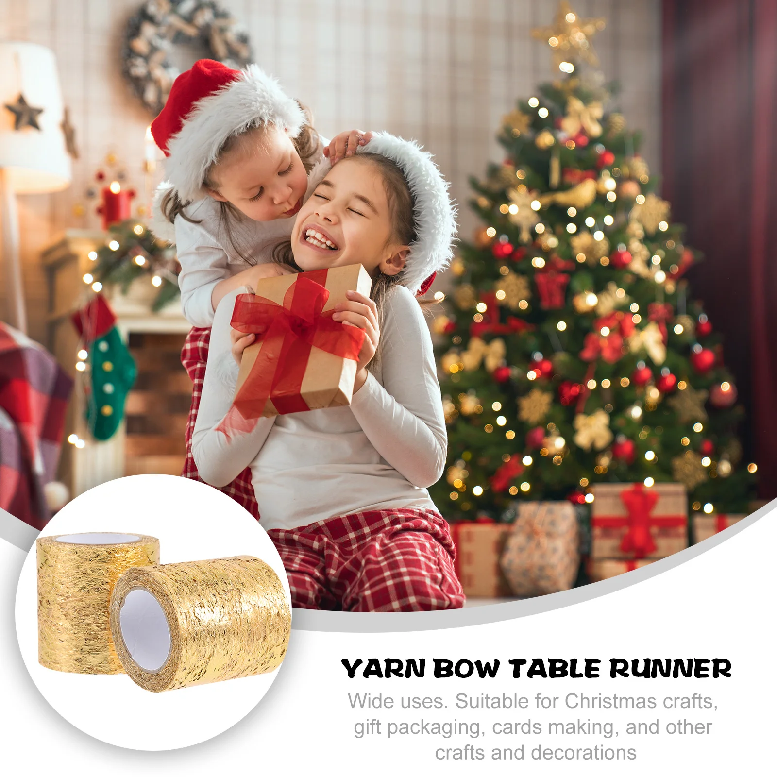 

2 Rolls Gold Tulle Fabric Mesh Ribbon for DIY Crafts Gift Flower Wrapping Decor Christmas Tree Garland Ribbon Gold Tulle