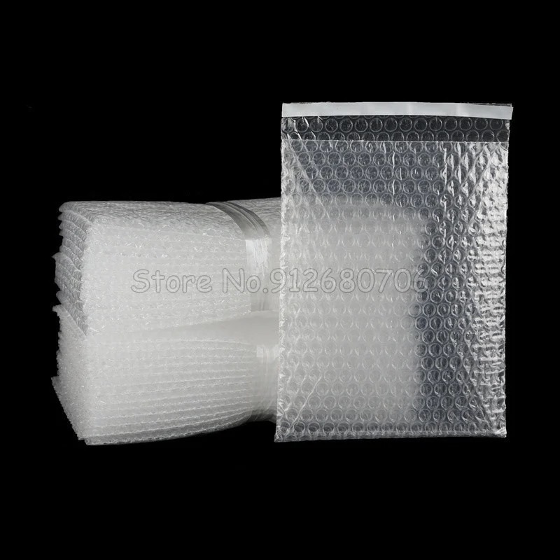 セルフシールクリアバブルバッグ、小型、プラスチックパッキング封筒、ミニポリロールポーチ、25-x-3-08-65x80-20mm-、500個