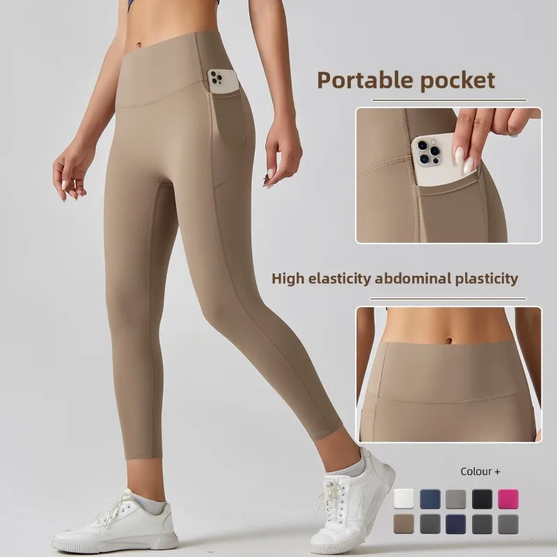 

Женские брюки для йоги с высокой талией, быстросохнущие плотные леггинсы для фитнеса с карманами, одежда для бега, фитнеса, подтяжки ягодиц, йоги