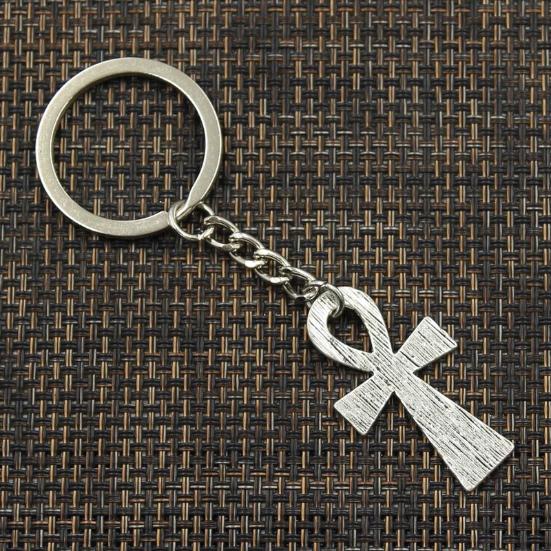 Keychain 39x21mm Egyptian Ankh Life Symbol Cross Pendants DIY Men Jewelry Car Key Chain Ring Holder Souvenir For Gift
