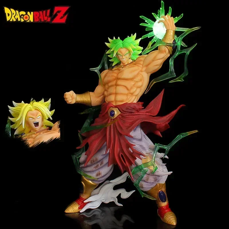 Dragon Ball 41 cm Figurki anime Super Broly Figurka akcji Bug Smsp 2 głowy Statuetka Figurka Led ze światłem Lalka Model Zabawki Prezent