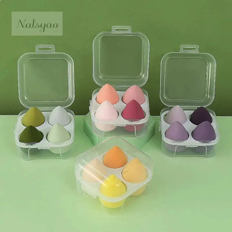 4PCS Beauty Eggs Set Seamless Smudging Hygienic Prevents Bacteria Makeup Look with Case
