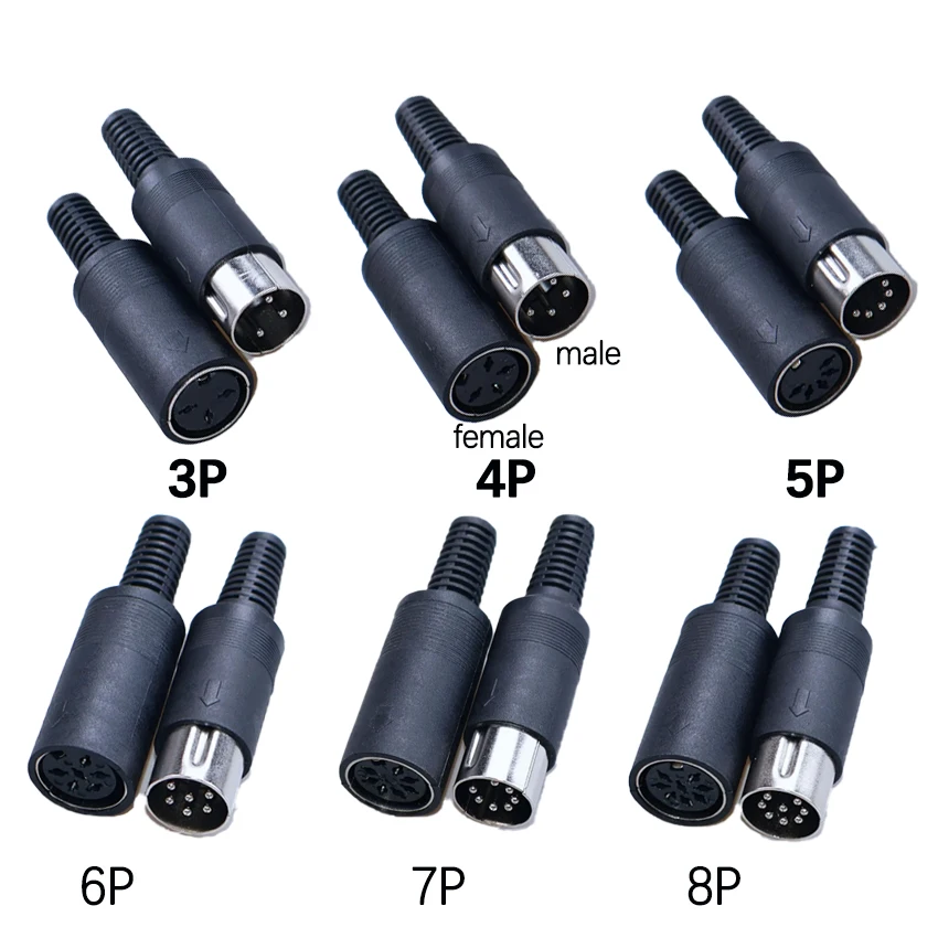 2PCS S Terminal 3/4/5/6/7/8 Pin MIDI Male Female Plug Socket DIN Connector For Computer Large Keyboard Mouse Audio Equipment