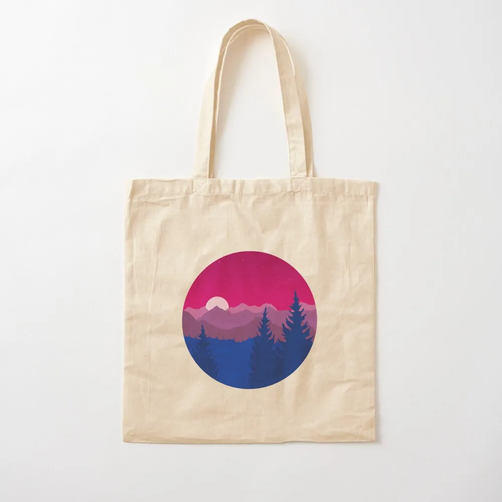 Subtle Bisexual Pride Flag Mountainscape Tote Bag cute tote bag canvas tote bag
