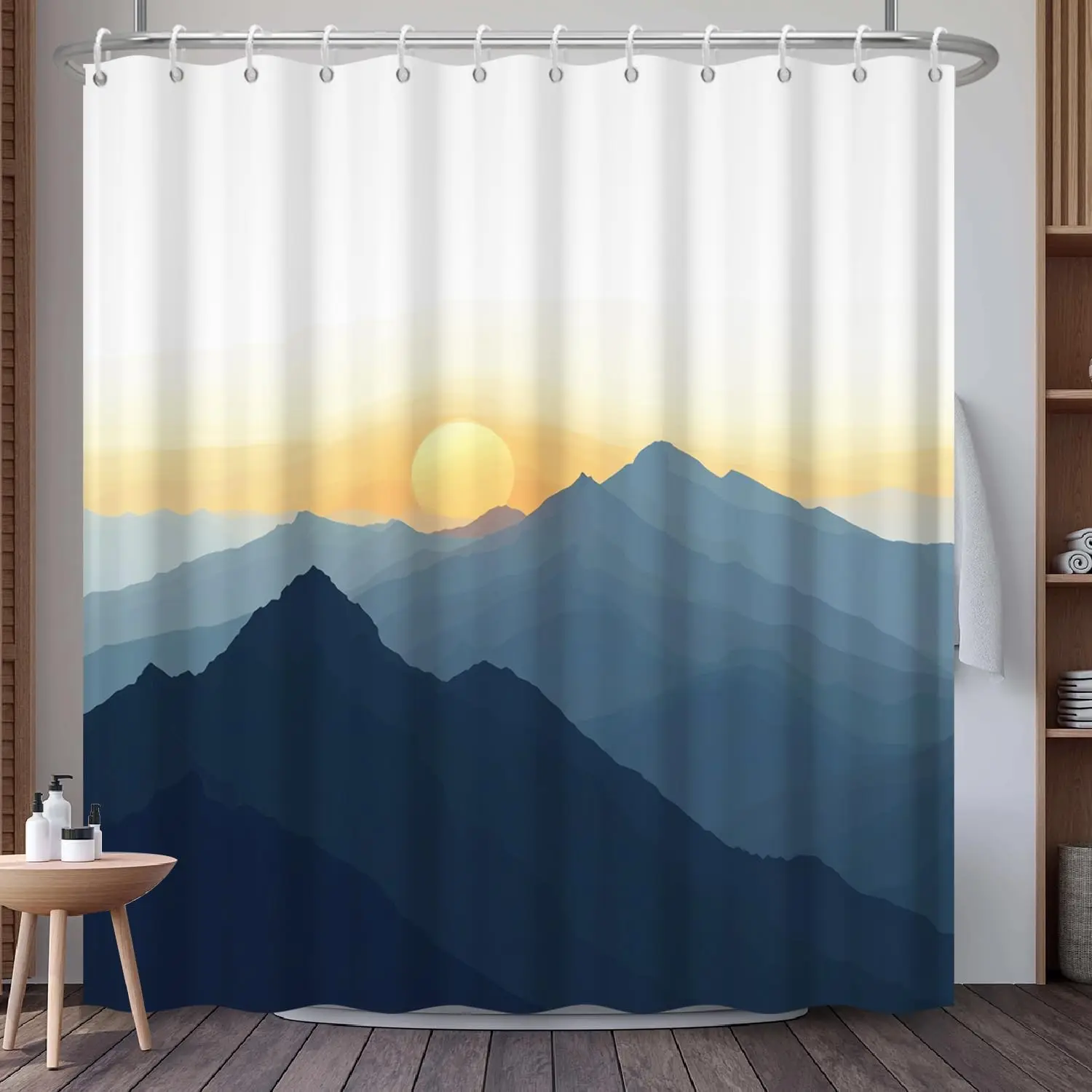 

Занавеска для душа с изображением горного пейзажа на закате, современный декор для ванной комнаты