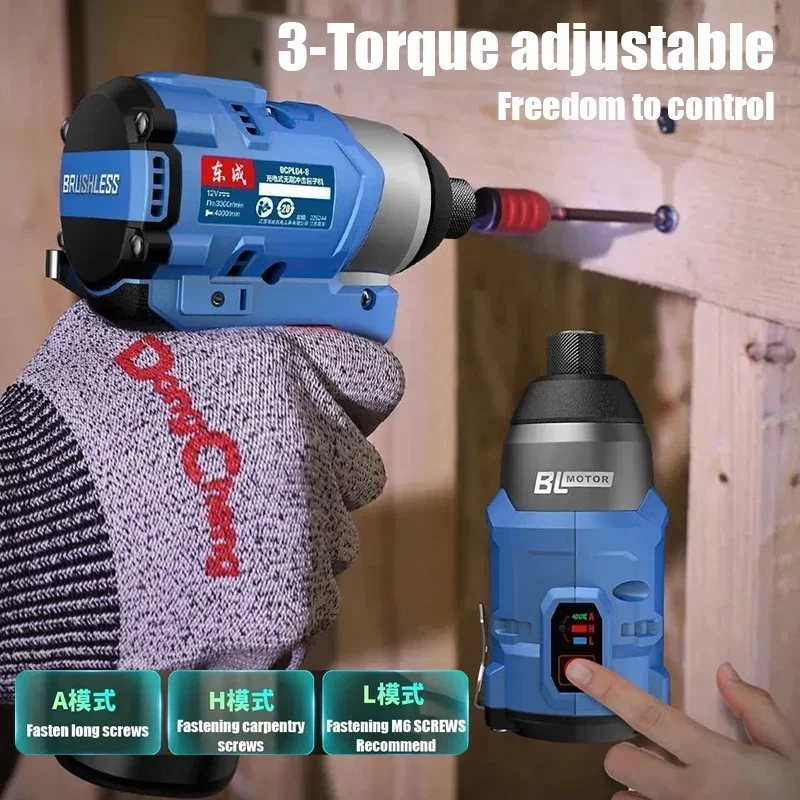 Imagem -03 - Dongcheng-cordless Impact Screwdriver Recarregável Plataforma Bateria Universal sem Escova 12v 140nm 3300rpm Modos de Trabalho Dcpl04