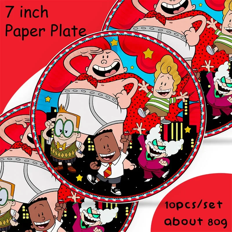 Game Captain underpant Birthday theme party Decoration supplies Party Set Paper Cup Plate Gift Bag Napkin Flag Topper Gifts Toys