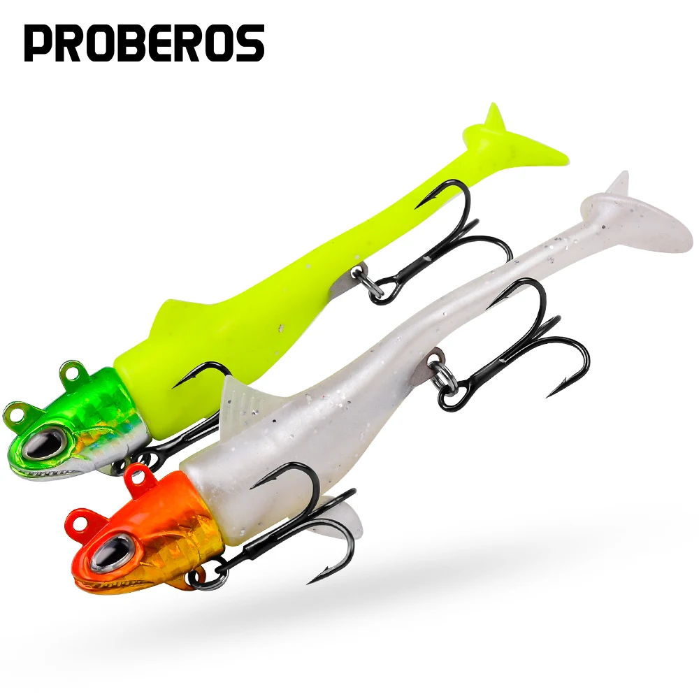 

PROBEROS 1PC Jig Head Soft Bait 13.5g-56g Sinking Silicone Lure With Jighead Hook Trolling Rubber Jigging Wobbler Fishing Tackle