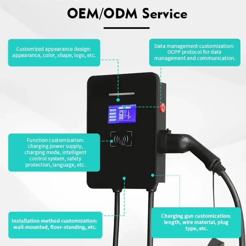 Commercial Ocpp Electric Vehicle Battery Charger Charger 7KW Wall Mount Fast AC Ev Charger