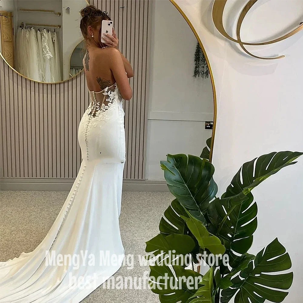 

Simple Wedding Dress Bustier Backless Mermaid Trailing Dresses for Bridal Party Travel Vacation Beach Wedding Banquet Birthday