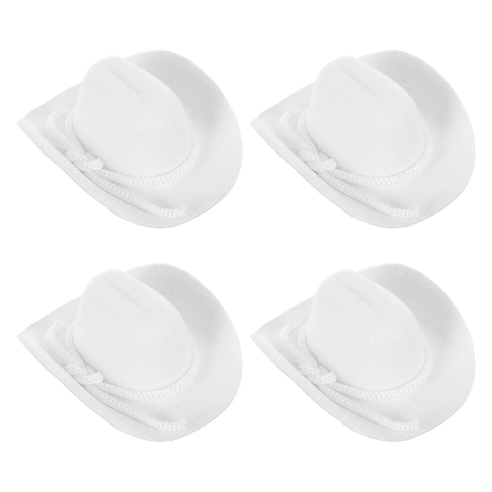 

4Pcs Mini Cowboy Hats Flocked Tiny Small Western Hats for Crafts Dollhouse Accessories Party Decoration Miniature Cowboy Stuffs