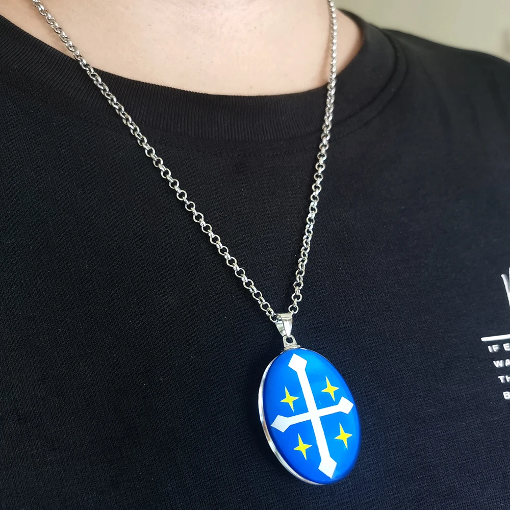 Collar de Anime Black Clover Yuno, Cruz Vintage de Piedra Azul, Colgante de Yuno Grinberryall, Accesorios de Cosplay