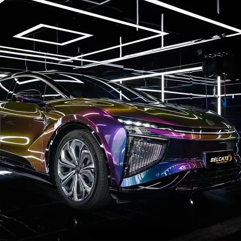 2025 Camaleonte PET lucido metallizzato viola blu rosso verde oro adesivi per auto premium con rivestimento in vinile per auto