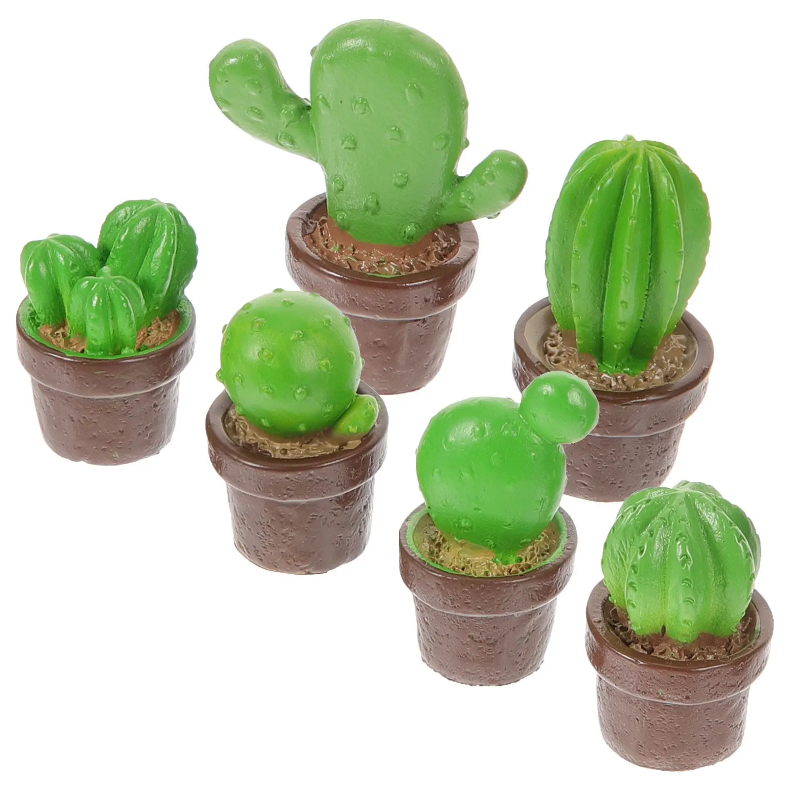 

6Pcs Resin Cactus Ornament Set Lovely Cute Garden Decor for Outdoor Patio Lawn Yard Backyard Bonsai Decoration Micro Landscape