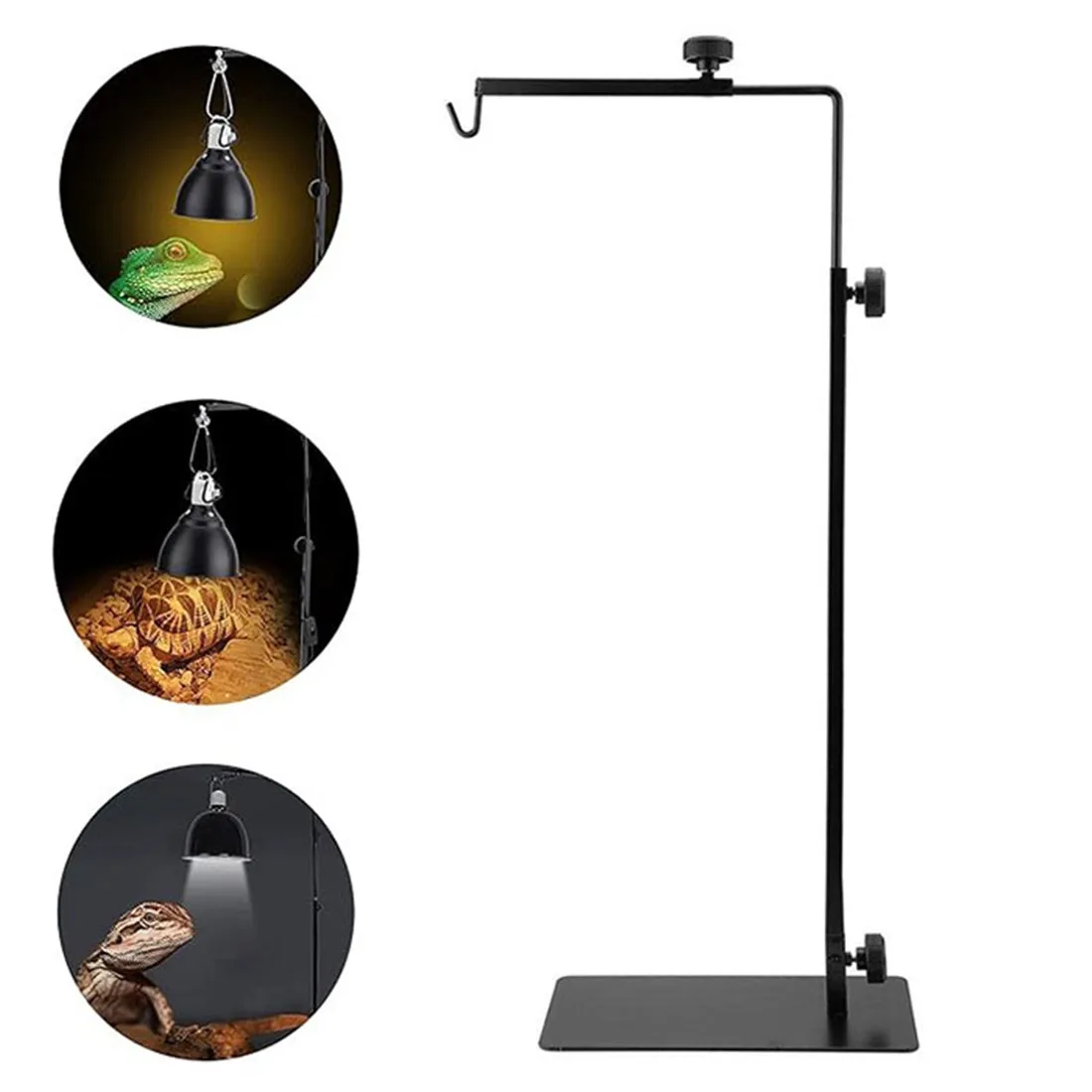 Zwarte Reptielenlampstandaard Verstelbare Vloerlichthouder Landing Lamp Stand Beugel Metalen Lampsteun Voor Reptielen Terrarium Warmte