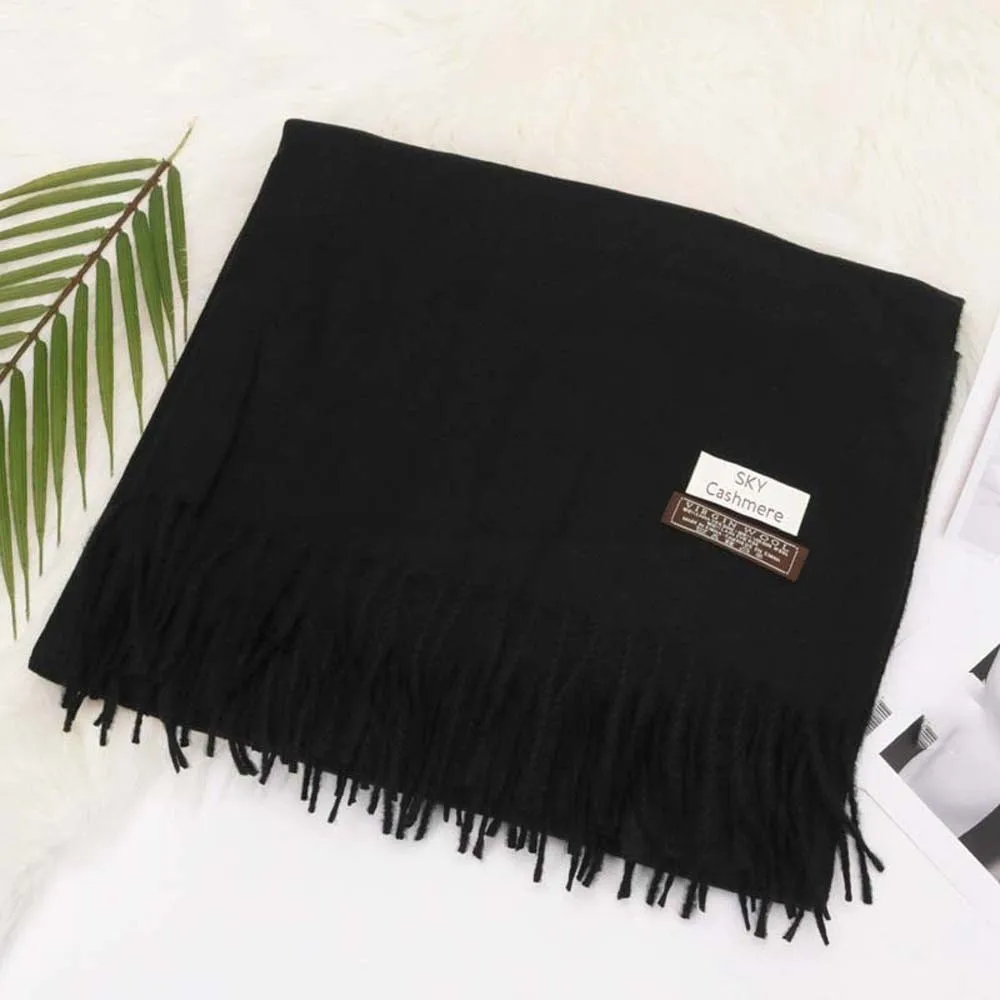 Szalik z poliestru odporny na zimno, klasyczny szal z wełny, miękki i ciepły, jednolity kolor, szal w stylu koreańskim, długi szal na szyję z frędzlami, dla par.