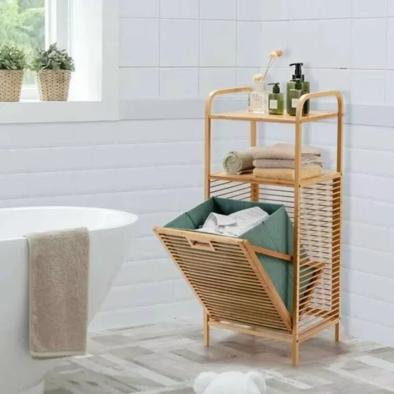 Shelf Clothes Dirty Storage Shelves  Bamboo Laundry Collapsible Laundry Basket