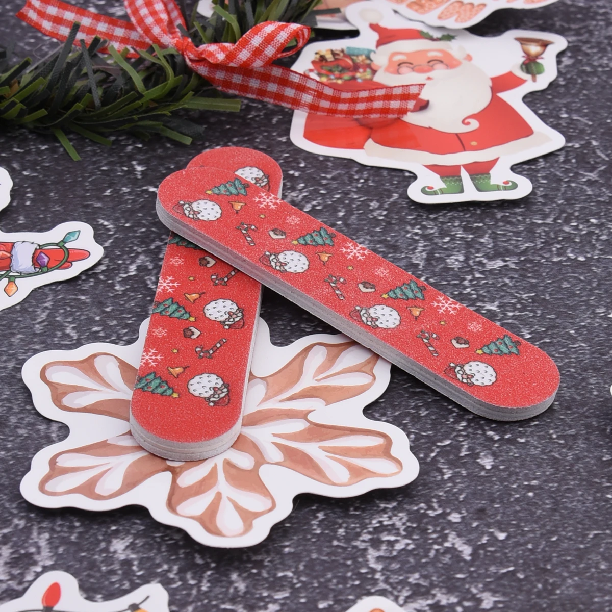 5/10/20/50/100 szt. Świąteczne Mini Pilniki do Paznokci Prezenty Hurtowe Świąteczne Mini Pilniki Emery Dwustronne Pilniki do Paznokci na Imprezę Świąteczną