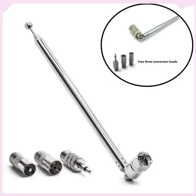 B24B 3X Rod Antenna 3.5Mm Adapter FM Radio Antenna Replacement Telescopic Screw F Type Male Plug Connector AV Stereo Receiver