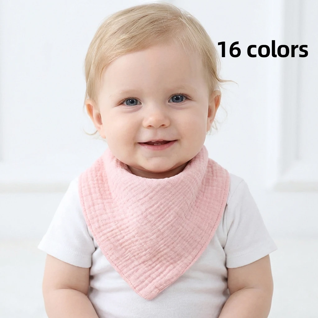 

Newborn Baby Gauze Bib Thin Double-Layer Snap Triangle Scarf for Infants