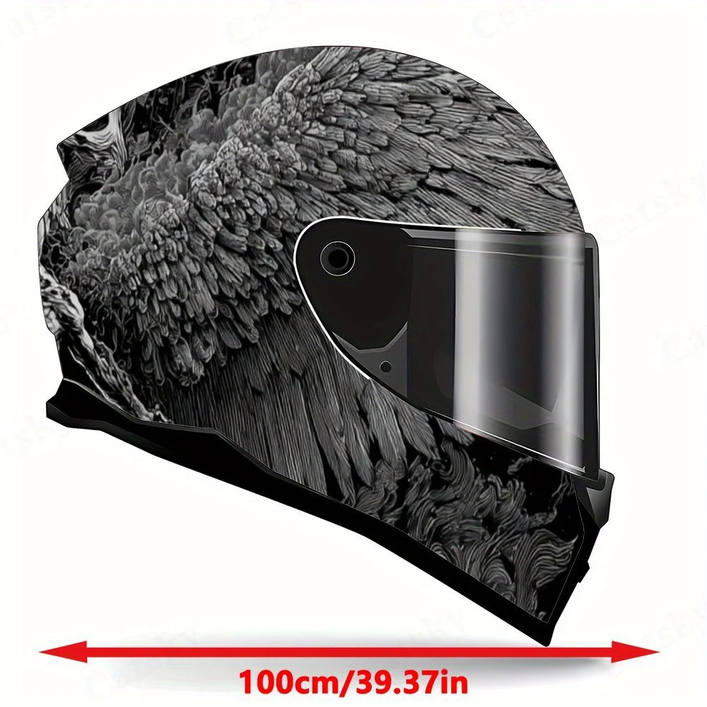 Netherworld Wing Knight Helmet Vinyl Wraps, Waterproof Scratch-Resistant Full Face Helmet Decals, Durable PVC Artistic Design, I