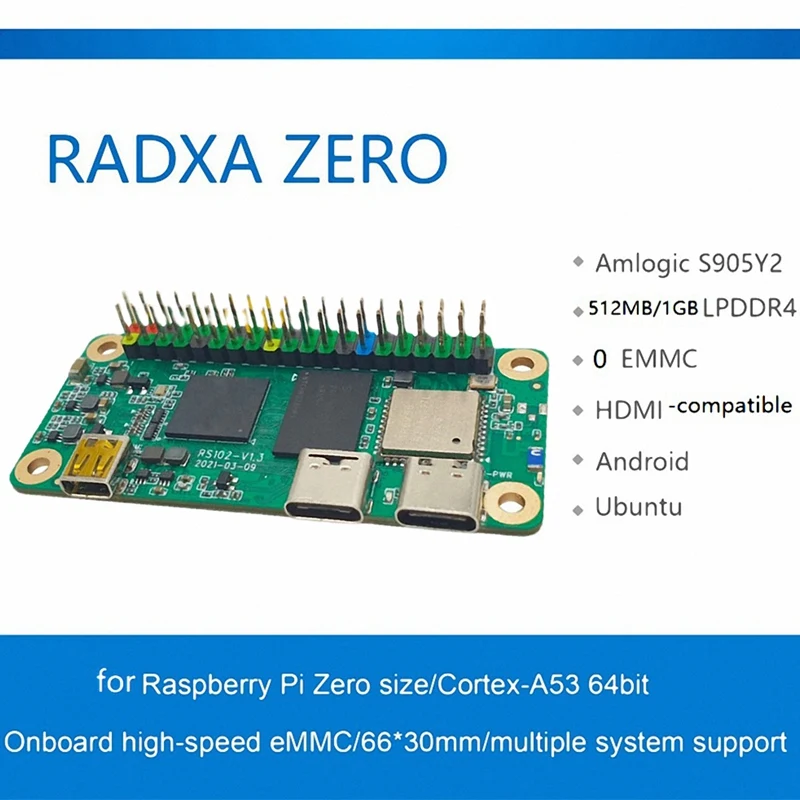 Radxa Zero Amlogic S905Y2 Quad Cortex A53 LPDDR4 RAM+0 EMMC WIFI4/BLE4 Development Board For Raspberry Pi Zero