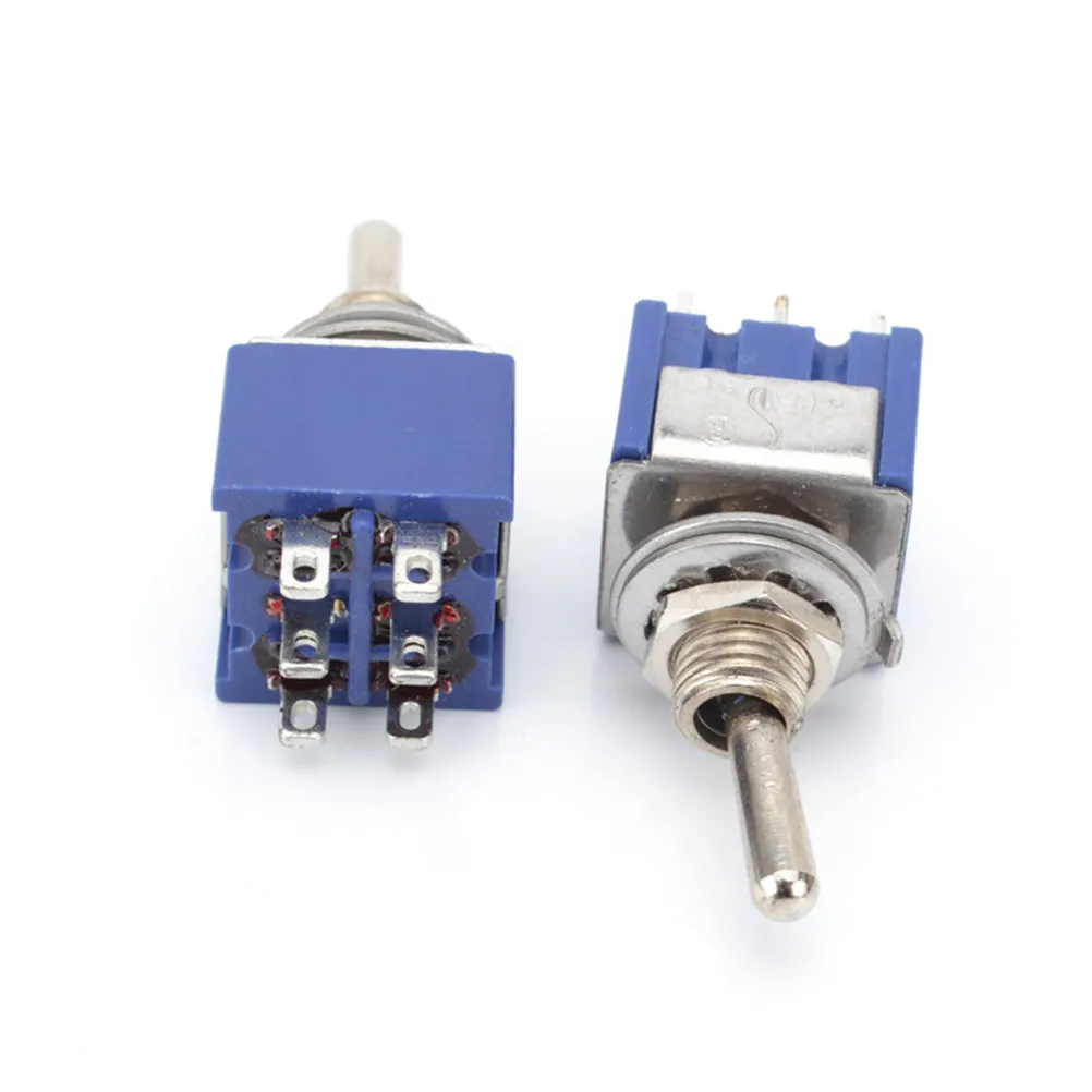 10Pcs Spdt Toggle Switch on-on 6A 125V Blue Latching Toggle for Guitar Pickup Selector Electric Light Motor Control Circuit