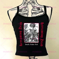 Skull Flower Vintage Gothic Graphic Print Y2k 90s slim tops Harajuku Punk Rock hip hop Sweethear Streetwear sexy club Tank Tops