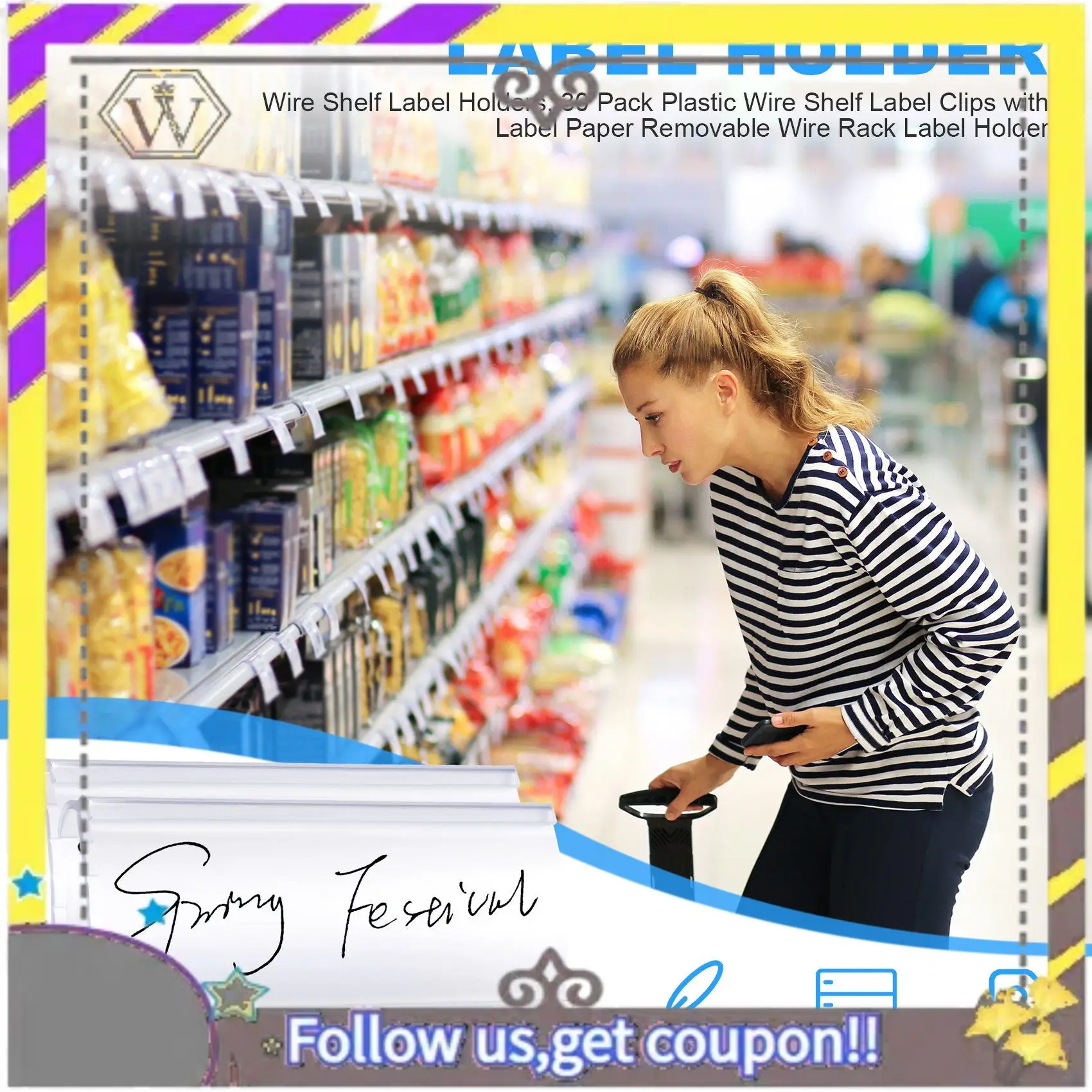 

New Wire Shelf Label Holders, 30 Pack Plastic Wire Shelf Label Clips With Label Paper Removable Wire Rack Label Holder